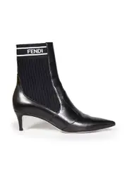 Black Leather Panelled Sock Boots