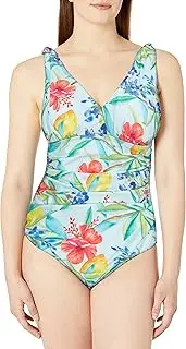 [ATHENA] Womens AT47649 Over The Shoulder Surplice One Piece One Piece Swimsuit - Multi - 10