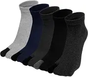 [ZAKASA] Men's Flip Flop Socks Tabi Split Toe Socks Wicking Cotton 5 Pairs