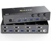 8K Displayport KVM Switch 2 Monitors 3 Computers 8K@60Hz 4K@144Hz,Camgeet Dual