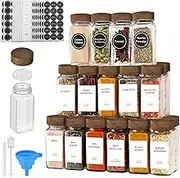 Taefuhnn 20Pcs 120ml/4oz Glass Spice Jars with Bamboo Lids Labels Funnel Brush Pen, Glass Spice Container Jars ＆ Labels Set for Storage Kitchen Seasoning Organiser Cabinet Drawer