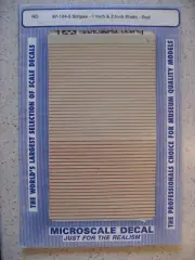 Microscale Decal HO 87-124-5 Stripes - 1 Inch & 2 Inch Width - Red Decal Sheet