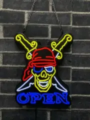 10" Vivid LED Tattoo Open Pirate Body Piercing Neon Sign Light Lamp Beer Bar