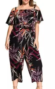 City Chic Ladies Bahama Jumpsuit sizes 16 Small Colour Floral Print