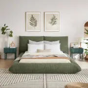 Allan Green Fabric Bed Frame - Queen