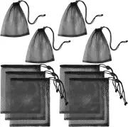 10 Pack Small Mesh Bags, 5.9 X 3.7 Inch Black Mesh Drawstring Bag Mini Nylon Net