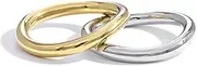 [GIOXRNO] Waterproof Gold Plated Stackable Rings for Women Non Tarnish - Silver Gold Wave Dainty Rings Set - Water Resistant Never Fades Two-Toned Stacking Ring, Stainless Steel, No Gemstone