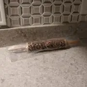 Cookie Dough Embossed Wooden Rolling Pin Swirls and Snowflake Design