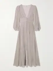 [SLEEPING WITH JACQUES] SLEEPING WITH JACQUES - + Net Sustain Francoise Gathered Velvet Robe - Gray - 2 2 Gray