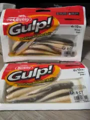2 Packs Berkley Gulp Fishing Baits - 4" Split Tail Minnow - Smelt Color