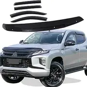 SUERAUTO4X4 Bonnet Protector Weathershields for Mitsubishi Triton MR 2019-2023 Accessories, Tinted Black Bonnet Hood Stone Guard Weather Shield Wind Deflectors Rain Guard Window Visor Car Exterior