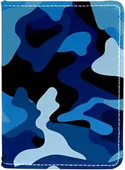 [CWAGFEQZ] Passport Holder,Passport Wallet,Passport and Vaccine Card Holder Combo,Classic Blue Sea Camouflage