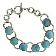 Blue Larimar Bracelet Sterling Silver Jewelry Gemstone YOU438