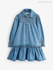 Angel & Rocket Blue Harper Shirred Denim Shirt Dress (H54881) | $69 - $78