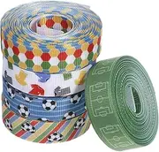 HEATSHAKING 5pcs Soccer Print Football Ribbon Printed Soccer Ribbon for DIY Craft Present Wrapping Wedding Party Decoration