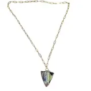 Mans Pants Triangle Broken China Paperclip Chain Necklace
