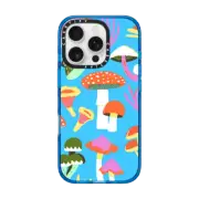 iPhone 16 Pro Impact Case MagSafe Compatible Blue Mushroom by Naomi Wilkinson