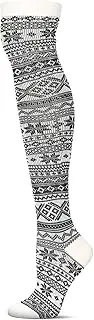 [MeMoi] Women's Snow Flakes & Stripes Over The Knee Socks