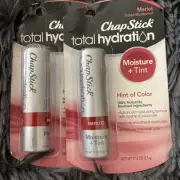 Chapstick Total Hydration Moisture + Tint Merlot Tinted Lip Balm Tube, Lot Of 2!