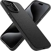 [Spigen] Liquid Air for iPhone 15 Pro Max Case, Airbag-Like Corners Air Cushion Bumper Technology, Slim Lightweight Soft TPU Raised Edge Protection Non-Slip Grip Cover - Black
