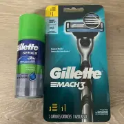 Gillette MACH 3 - 3 Cartridges, 1 Razor & Shave Gel SET NEW