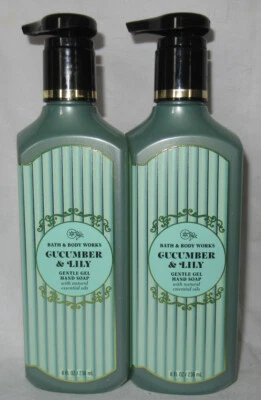 Bath & Body Works 8 fl oz Gentle Gel Hand Soap Lot Set of 2 CUCUMBER & LILY