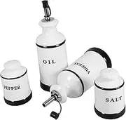 Garneck 4pcs Ceramic Oil Bottles Dispenser Condiment Pot for Unique Design for Artistic Kitchen Decor