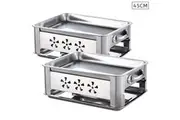 2X 45CM Portable Stainless Steel Outdoor Chafing Dish BBQ Fish Stove Grill Plate