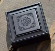 Ebony Wood Square Cremation Urn Pet Hair Ashes Memoria Keepsake Box Lotus Carved