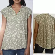 BUFFALO DAVID BITTON Mint Ditsy Floral Jaquan’s Flutter Sleeve Blouse-L NWT