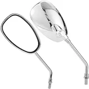X AUTOHAUX Universal Motorcycle Rear View Mirrors Adjustable Side Rearview Mirror Iron 1 Set Chrome Silver Tone M10 Oval Shape