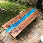 Black Walnut Conference River Table with Blue Epoxy – Luxurious Handcrafted Deco