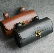 Retro Dark Brown Bicycle Saddle Bag Leather Vintage Bike Handlebar Seat Tail Bag