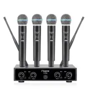 Pro Wireless Microphone System, 4 Channel UHF Wireless Mic, Fixed Frequency M...
