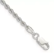 Sterling Silver 2.5mm Solid Rope Chain Necklace
