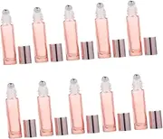 HAKIDZEL 10Pcs Roller Bottles for Essential Oils Travel Friendly Empty Cosmetics Bottles Pink Compact Design for Easy Application and Storage