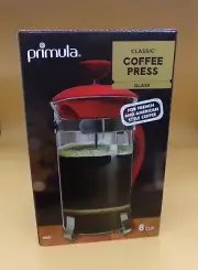 Primula Classic Coffee Press, Glass 8 cup, Red, French and American Style Coffee