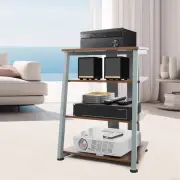 4-Tier AV Media Stand Free Standing AV Media Shelf with 4* Adjustable Feet