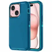 For Apple iPhone 15 Case Drop Resistant Defender Tradies Heavy Duty Rugged Shockproof Tough Cover (Teal)