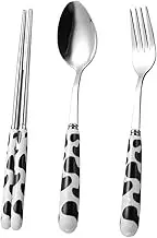ABOOFAN Stainless Steel Chopstick Ceramic Handle Spoon Set for Boys and Girls Family Dinner Utensils