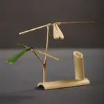 竹蜻蜓平衡擺件 懸浮木質創意 竹製純手工藝裝飾DIY玩具平衡鳥網紅