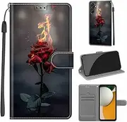Mobile Phone Case for Samsung Galaxy A15 Case, Samsung A15 Case, Premium Leather Flip Foldable Shockproof Magnetic [Stand Function] [Card Slots] Protective Case - Roses