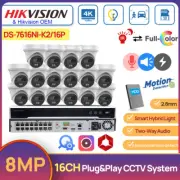 Hikvision 16CH 4K CCTV System 8MP Hybrid Light ColorVu+IR POE Camera 2-Way Audio