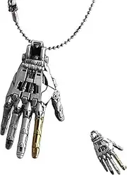 [Generic] Steampunk Mechanical Bionic Hand Necklace - Adjustable Finger Joints Pendant, Gothic Cyberpunk Jewelry Gift for Men & Women, Unique Movable Gear Charm for Punk Lovers