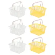 6PCS Mini Shopping Baskets with Handles Small Tiny Baskets, White Yellow
