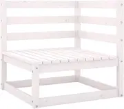 White Garden Corner Sofa, Solid Pinewood Outdoor Furniture for Patio Set, Outdoor Couch - Sturdy Patio Furniture