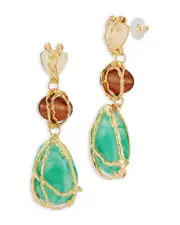 Aqua Multicolor Crystal Statement Earrings - Exclusive