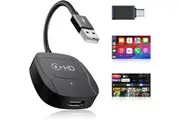Wireless CarPlay Adapter with HDMI, supports mirroring videos/games from multimedia devices with DP function to car, Car TV Mate compatible with Phone iOS 10+ and Cars from 2016 with Wired CarPlay(black)
