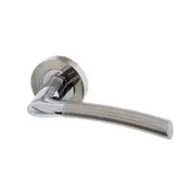 Zanda Luxe Door Lever Handle on Round Rose Brushed Nickel/Chrome Plate