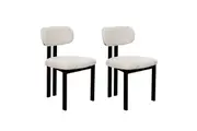 HomeStar Set Of 2 Eloise Boucle Fabric Kitchen Dining Chair Metal Legs Cream/Black